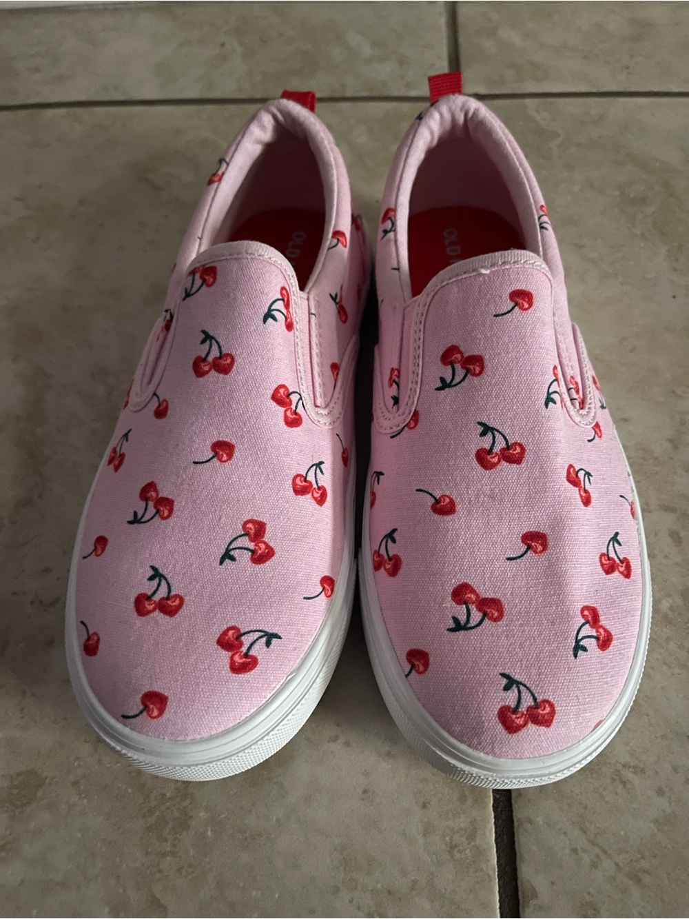 Girls Pink Cherry Slip-On Shoes